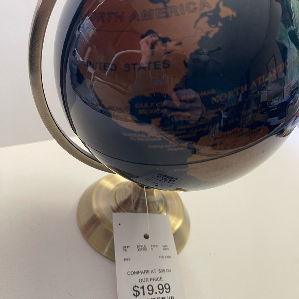 World Globe Blue Bronze Brass Vintage-Inspired Home Decor Office Desk Accent New - Picture 5 of 8